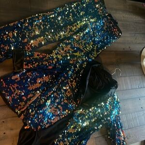 Sequin blazer and pants black Leo included